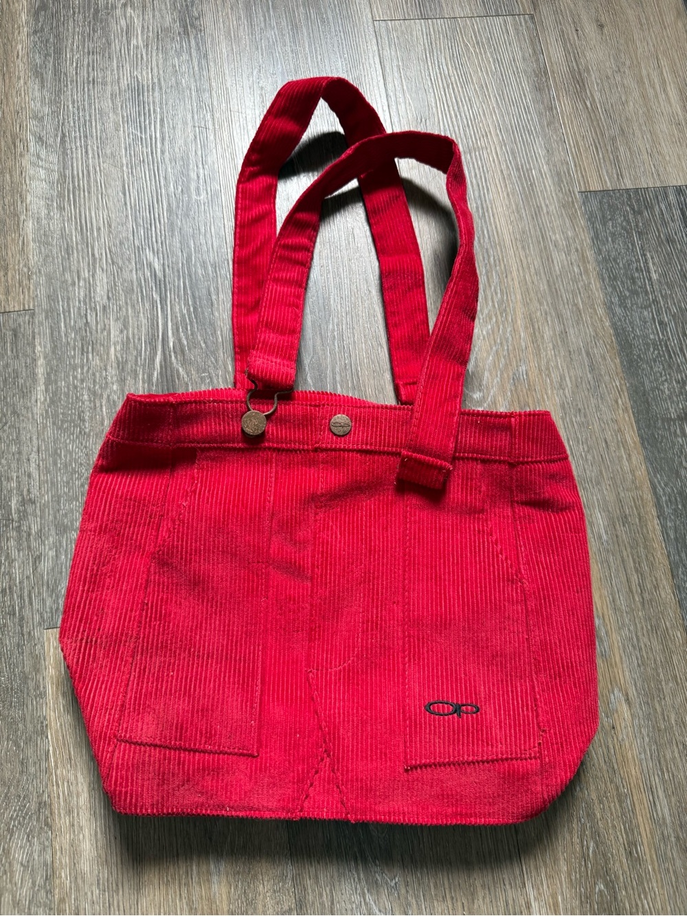 OP Red Corduroy Tote with Front Pockets